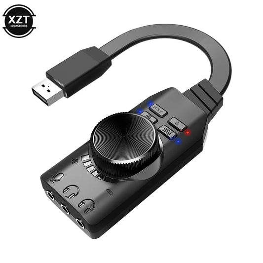 Carte Son USB Gaming 7.1 Canaux — Adaptateur Audio 3.5mm Plug & Play PC & Laptop