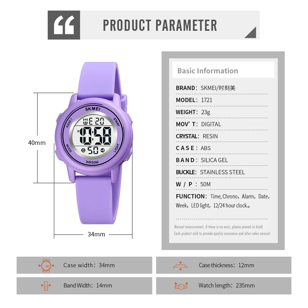 Montre enfant étanche sport colorée — numérique, antichoc, garçons et filles