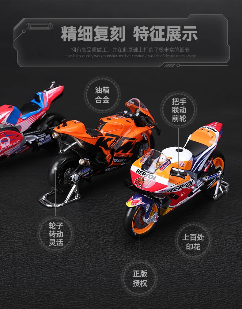 Modèle réduit moto GP 1:18 — champion 2023, alliage moulé, collection, cadeau jouet