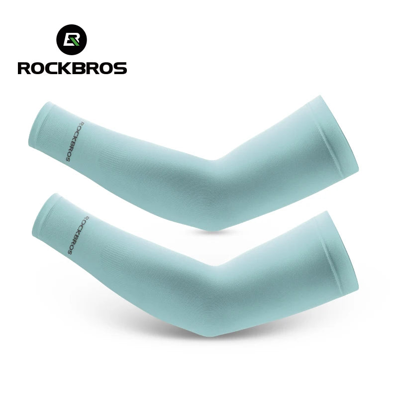 ROCKBROS Ice Silk Cycling Sleeves, Summer Breathable Cycling Arm Protection, Outdoor Sun and UV Protection, for Sports, MTB, Road Bike