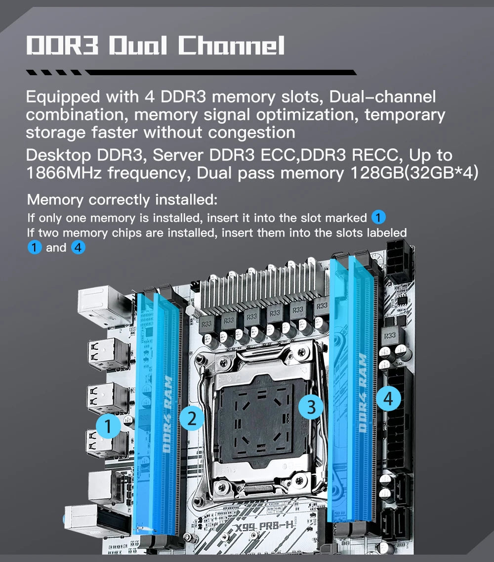 MACHINIST X99 carte mère Intel Xeon E5 2673 V3 CPU LGA2011-3 DDR3 16GB RAM NVME/SATA M.2 blanc PR8-H