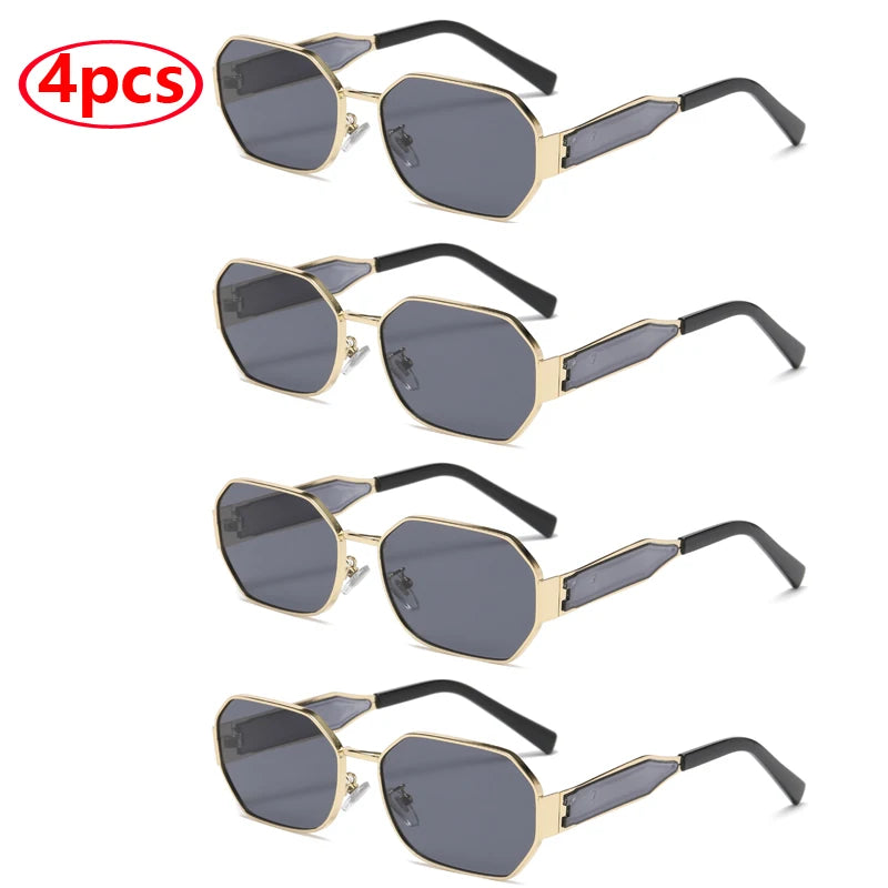 Lunettes de soleil vintage femmes et hommes — rétro, métal, rectangle, populaires, noires