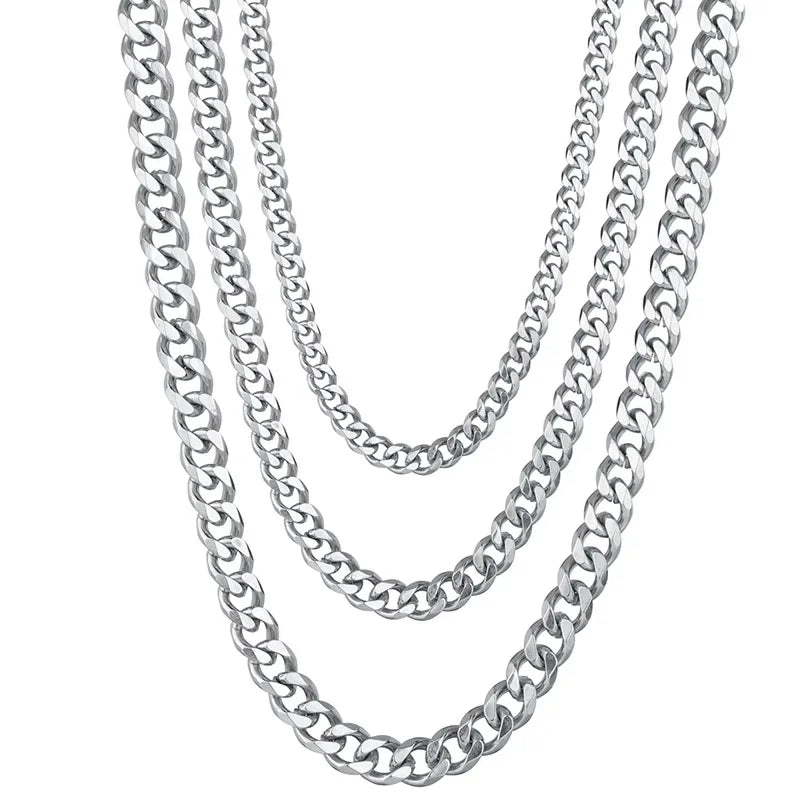 Collares de la presidencia de acero inoxidable para hombres y mujeres, cadena cubana punk, gargantilla JOChoker, moda hip hop, accesorios de joyería de fiesta, 3.5-7mm de ancho