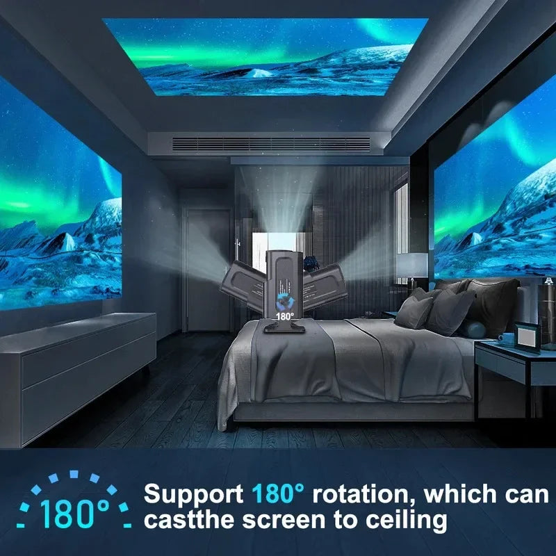 Projecteur Android 11 4K 2025 — 1080P Natif 390 ANSI Mini WiFi6 BT5.0 Cinéma