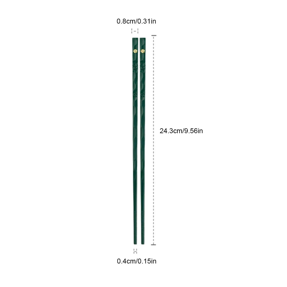 Palillos chinos reutilizables, 5 pares, palillos de sushi de aleación antideslizantes, aptos para lavavajillas, palillos de grado alimenticio con forma de bambú