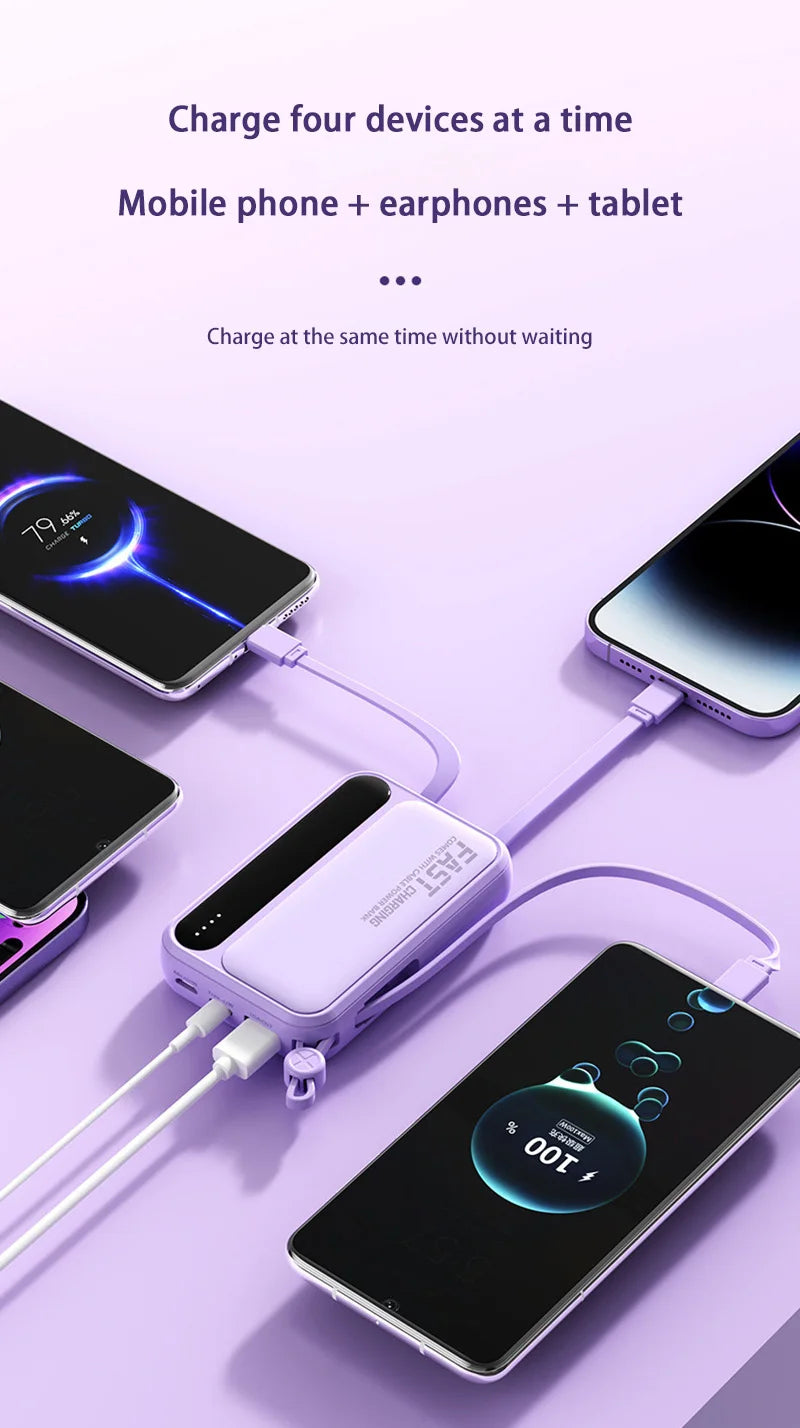 500000mAh 120W batterie externe grande capacité 4 in1 câbles Intelligent affichage numérique lumière Portable Powerbank pour iPhone Huawei nouveau