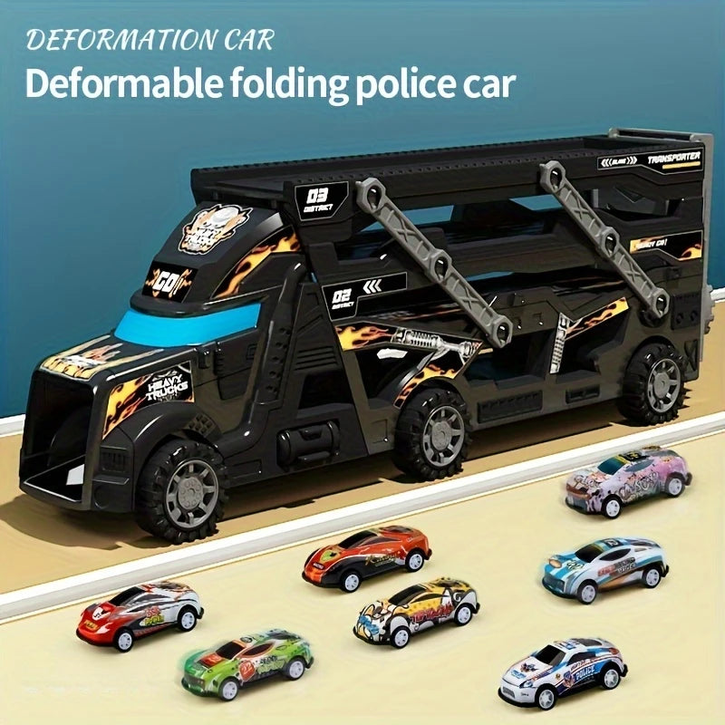 Children's special simulated police toy car, send 6 cars, Halloween and Christmas gifts for boys and girls