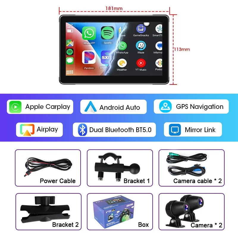 Dashcam 4K pour voiture 10/11,26 pouces sans fil — navigation GPS, double objectif, WiFi, FM, AUX (v2)