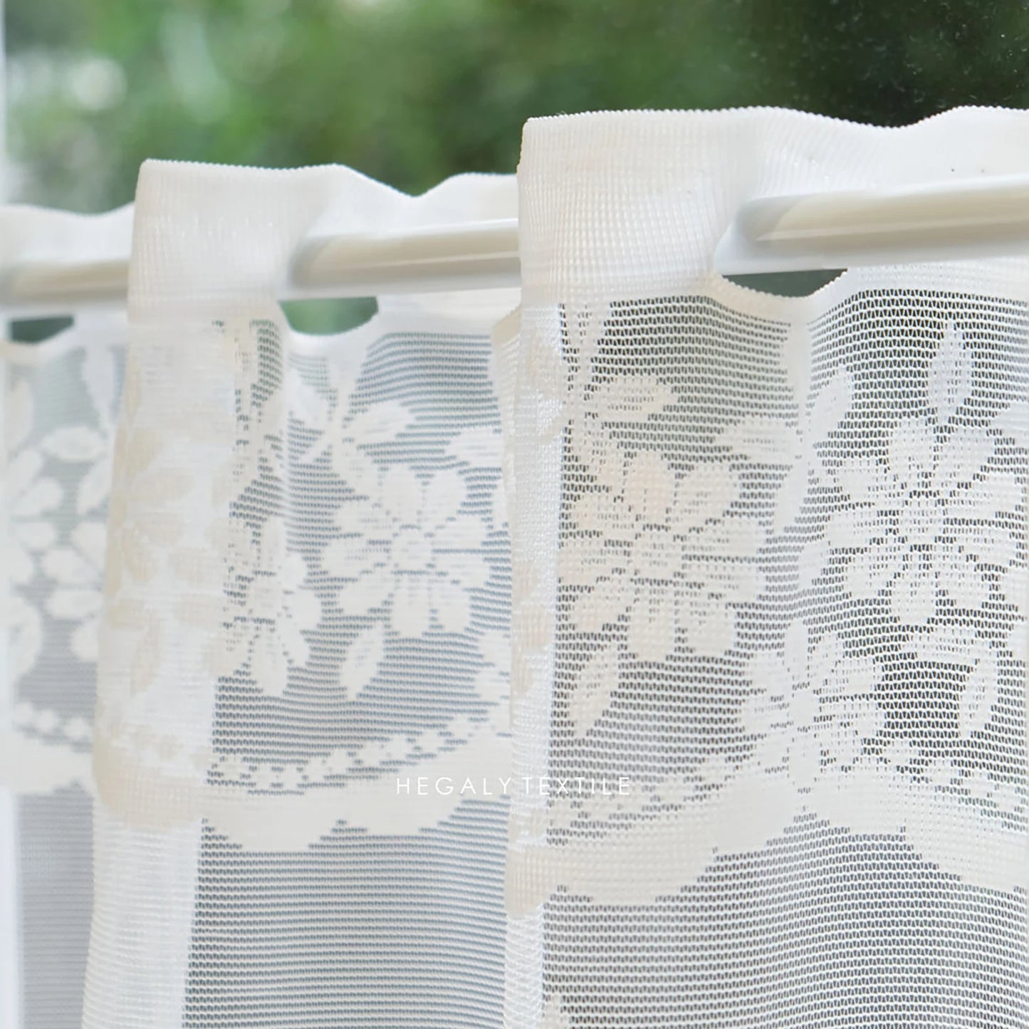 Rideau triangulaire transparent à fleurs blanches, demi-rideau pour petite fenêtre de cuisine, drapé de poche pour tringle de décoration de pays français
