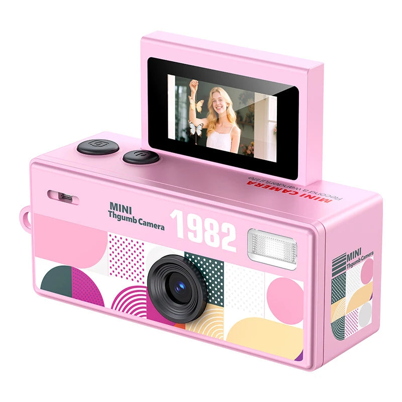 Mini caméra numérique CCD rétro avec flash, écran rotatif 1080P, petite caméra vidéo en forme de porte-clés pour cadeaux