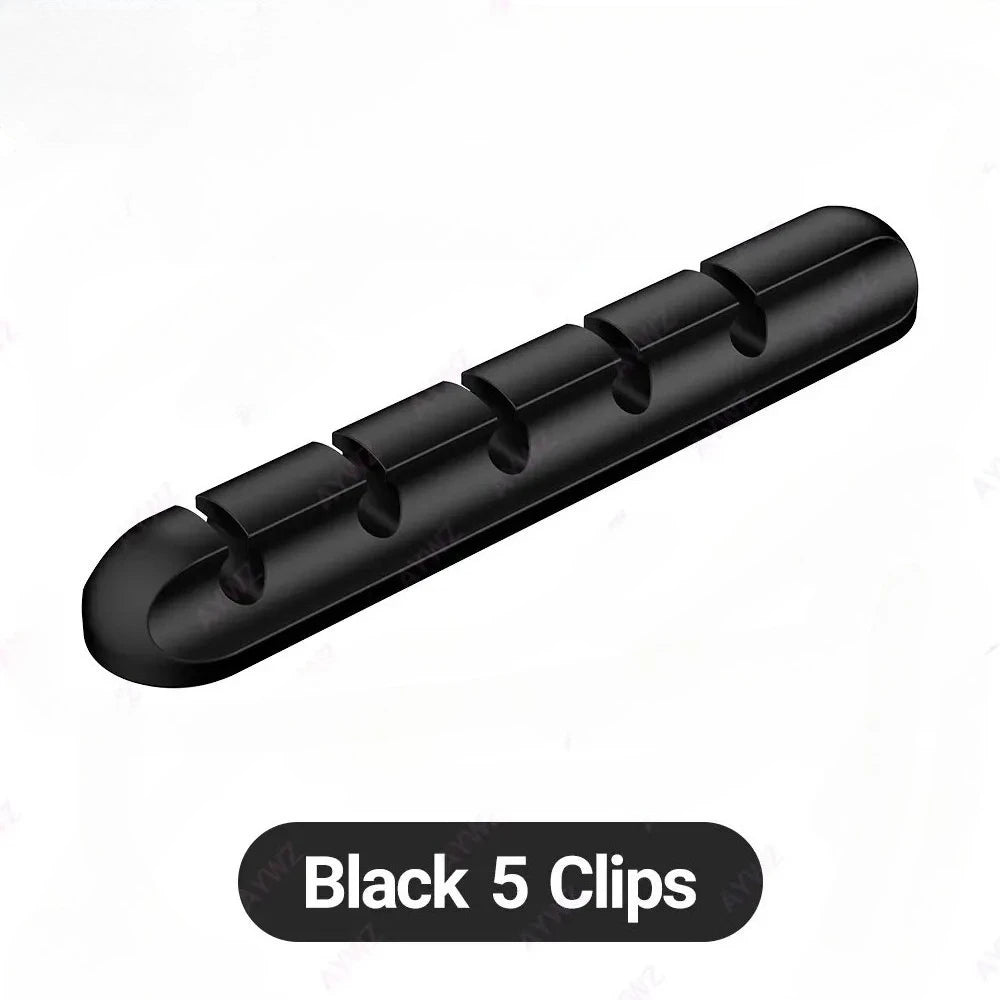 Clips al por mayor, soporte de cable para ratón, organizador de cables de auriculares, organizador de cables, enrollador de cable USB de silicona, gestión de escritorio ordenada
