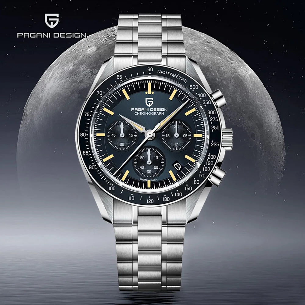 Montre à quartz de luxe pour hommes — chronographe VK63, miroir saphir AR, lumineuse, cadeau 2025