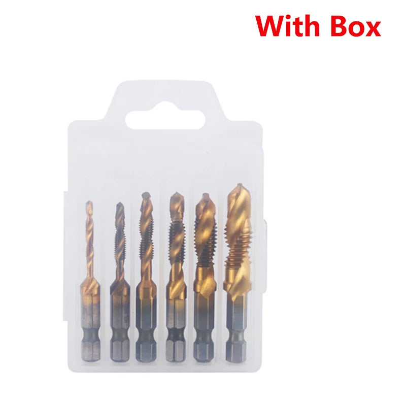 Brocas MeaccelerTap de titanio, vástago hexagonal, rosca de tornillo HSS, máquina de tornillos, macho de roscar compuesto, M3, M5, M6, M8, M10, herramientas manuales