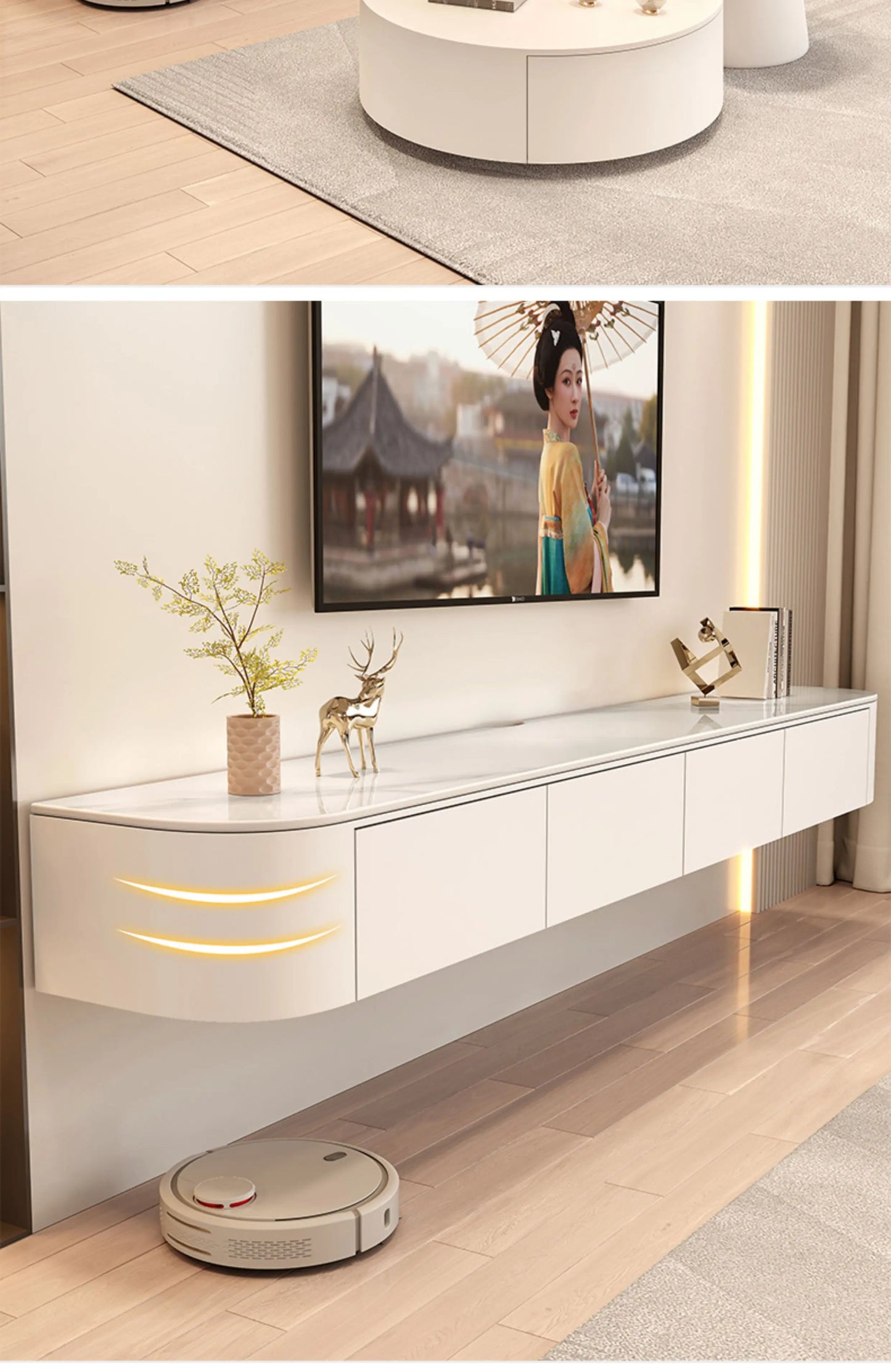 Mueble TV nórdico moderno Premium flotante mueble TV flotante nórdico con cajones Mueble de Salón Mueble de televisión Muebles de casa para salón