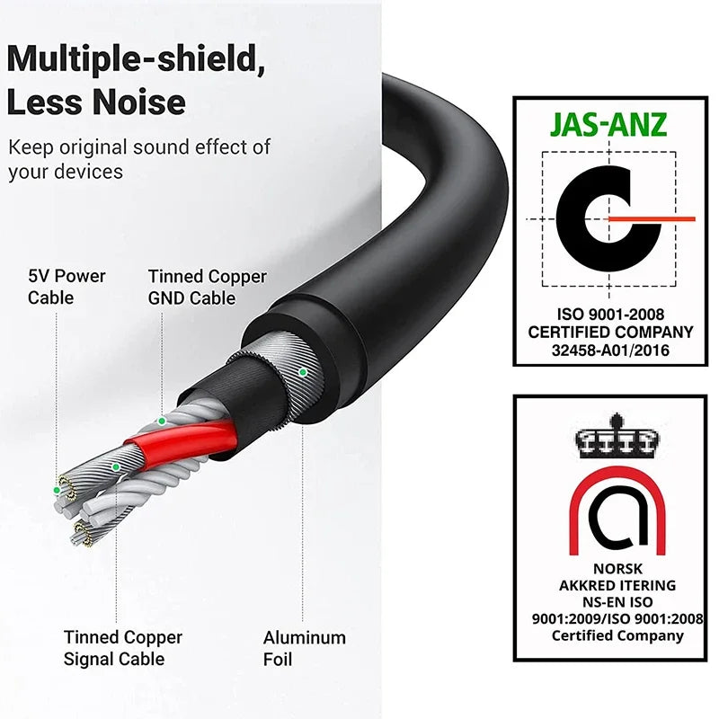 Carte Son USB Externe 7.1 Canaux — Adaptateur Audio Jack 3.5mm Casque & Micro