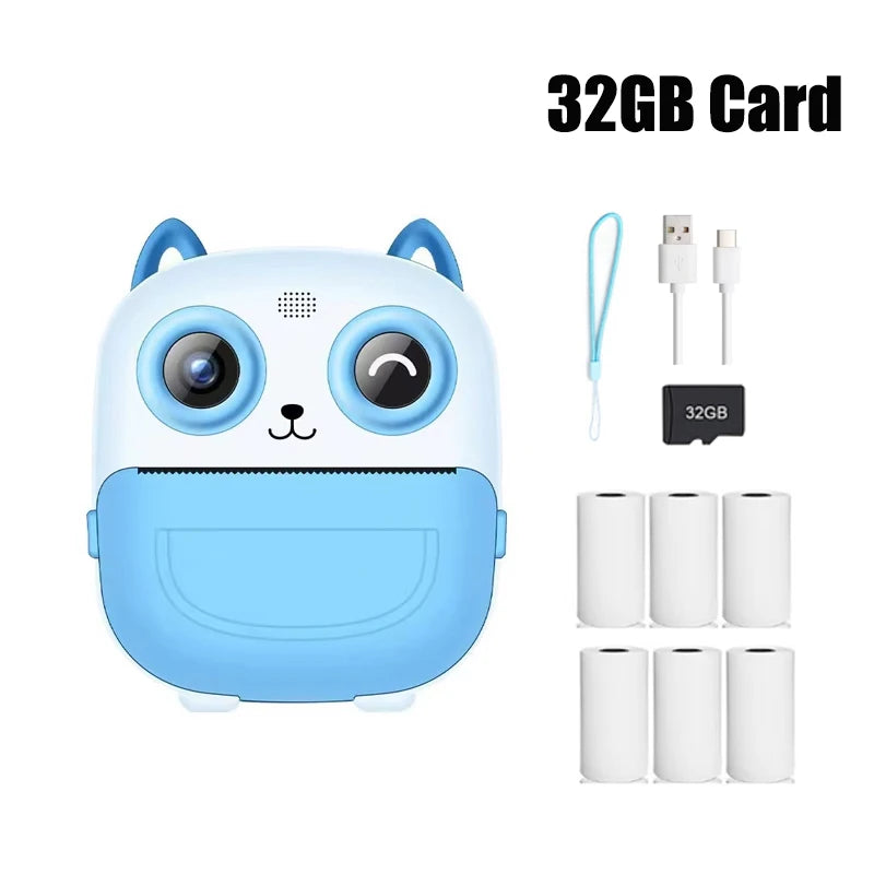 Nouvelle caméra pour enfants abeille caméra instantanée 1080P HD double objectif Selfie appareil photo numérique impression pour filles garçons cadeaux d'anniversaire de noël jouets