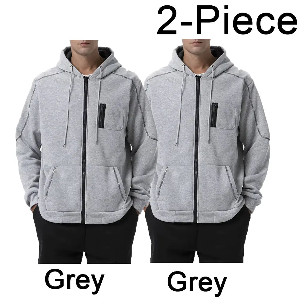 Sweat À Capuche Homme Couleur Bloc Polaire — Noir Blanc Vert Rouge Hiver
