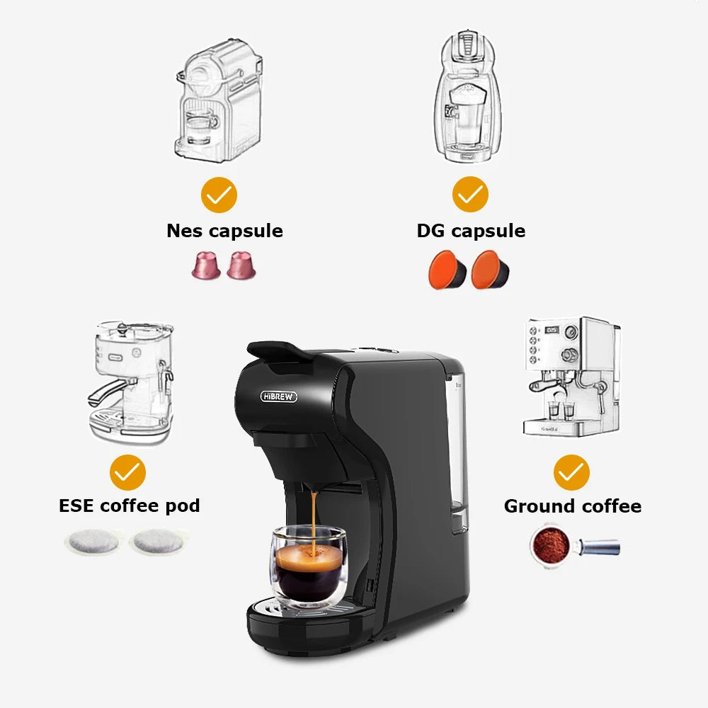 Hiinvasive W Coffee Machine, Hot and Cold Multi-Capsule Coffee Maker, Espresso Pod Coffee Machine, Dolce Milk, Ncomputing so, Powder Authorization, 19 bar, 4 in 1
