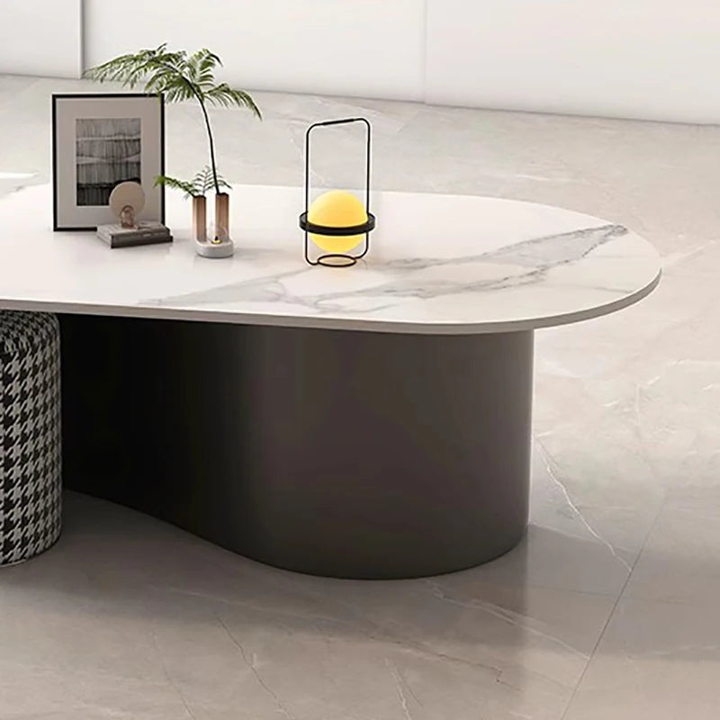 Table basse ovale rectangulaire — esthétique incurvée, glamour, rustique, meubles de salon