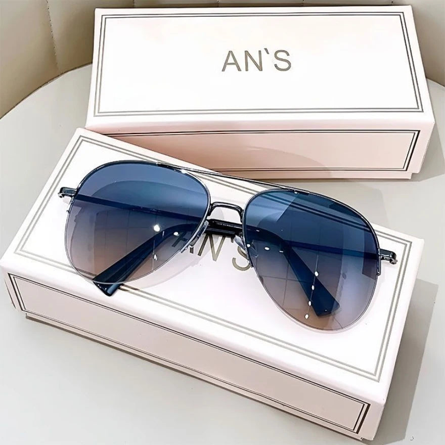 Lunettes de soleil dégradées mode pour hommes — pilote, grande monture, anti-reflet