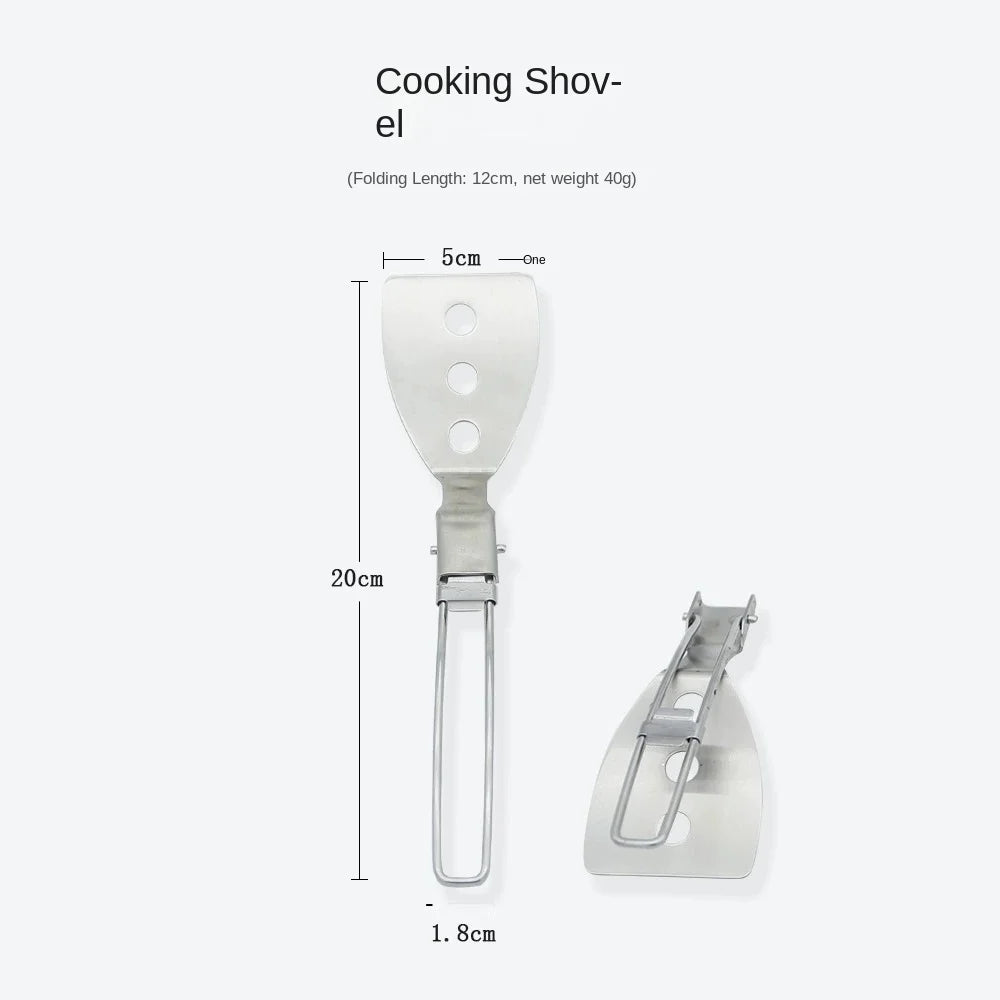 Spatule pliante cuillère pelle tourneur de nourriture Portable 304 en acier inoxydable Camping en plein air barbecue cuisine vaisselle fournitures de pique-nique ﻿