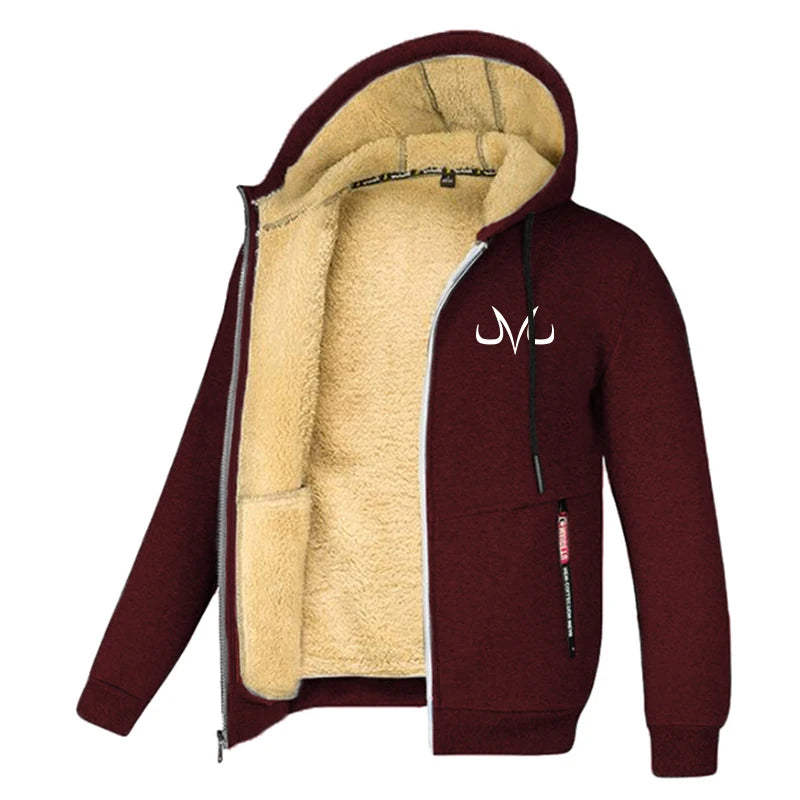 Chaquetas para hombre estampadas con forro polar sherpa, abrigos cálidos de invierno de felpa con bolsillos con cremallera, sudadera con capucha y cremallera, conjuntos para exteriores