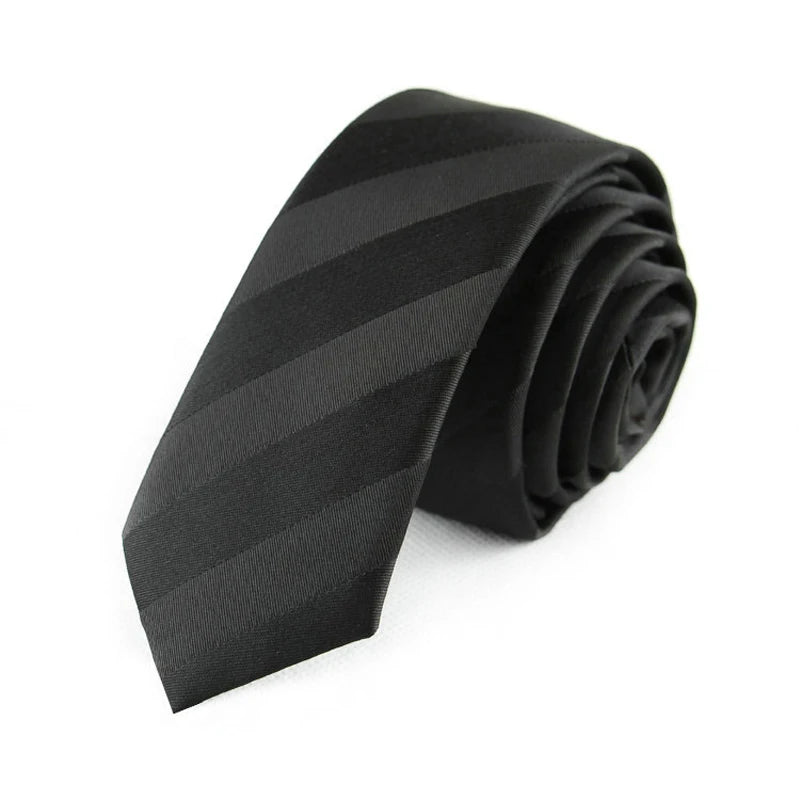 Cravate slim 5cm pour hommes — polyester, rayé, points, solide, Jacquard, affaires, fête