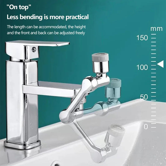 Extension de robinet pivotante 1080° — aérateur universel, évier cuisine, 2 modes débit d'eau