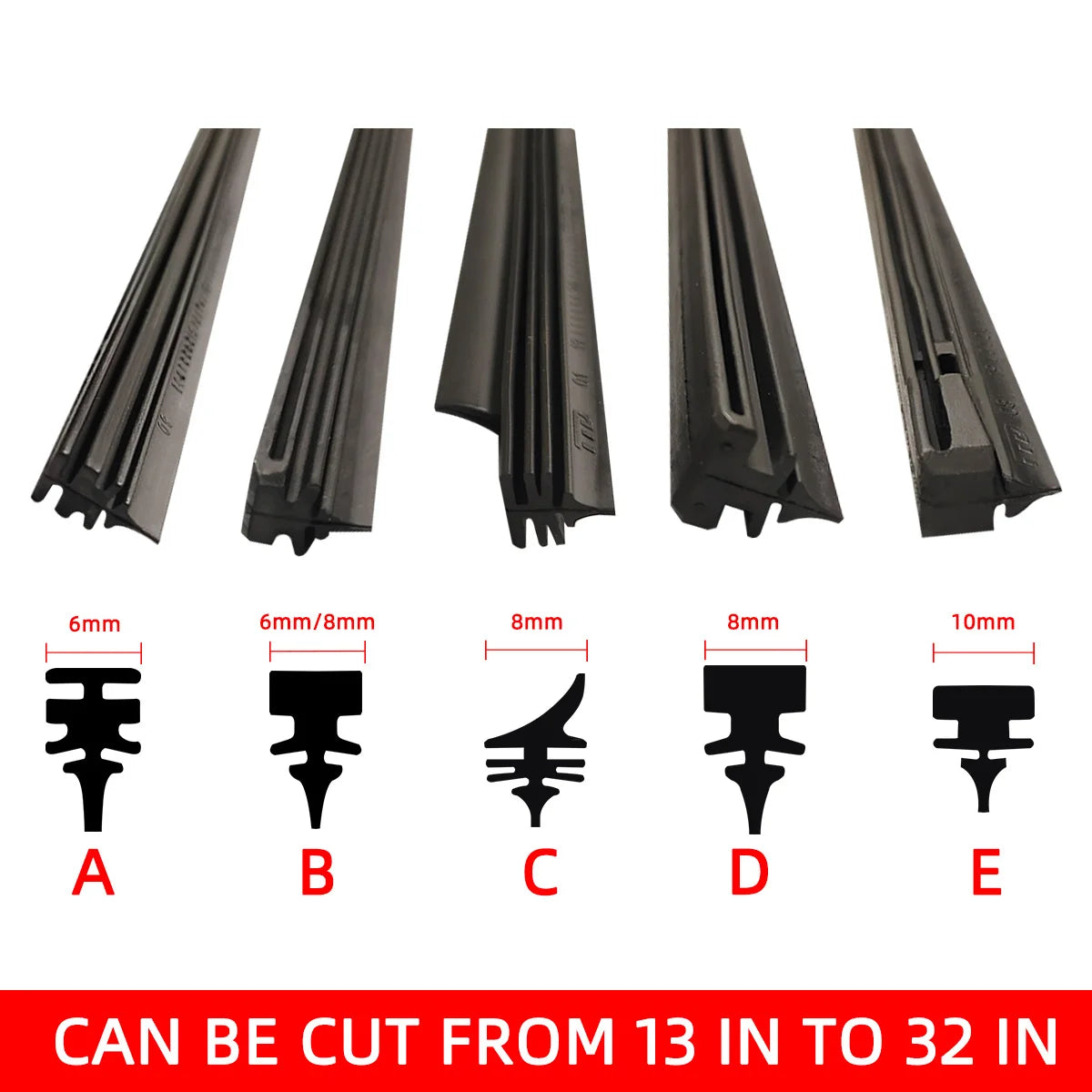 Recambios de limpiaparabrisas para coche, todas las estaciones, tiras de goma natural, piezas de repuesto, todos los tipos adecuados para 14 a 32 pulgadas