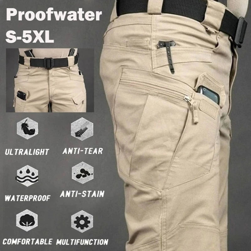 Pantalón cargo táctico para hombre, talla grande 6XL, pantalón deportivo informal para exteriores, senderismo, pesca, impermeable, multibolsillos