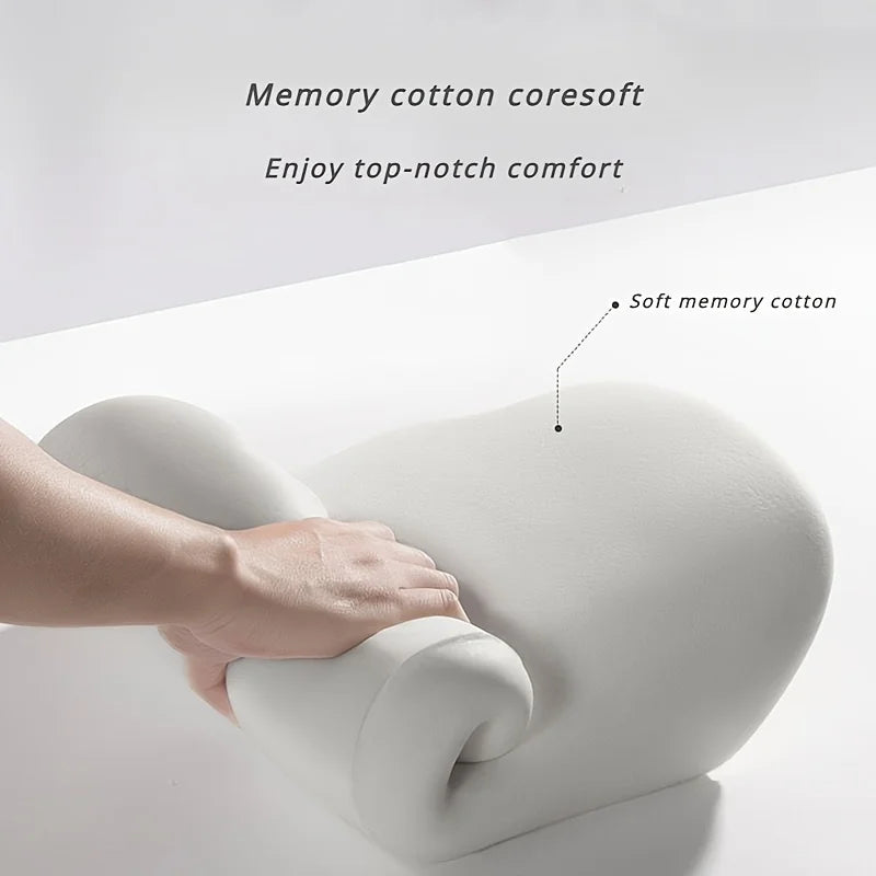 Memory Foam Seat Cushion Set, 2-in-1 Lumbar and Seat Pillow for Office/Car, Grey and Black, Holiday Gift for Back Pain Relief, 1 Piece