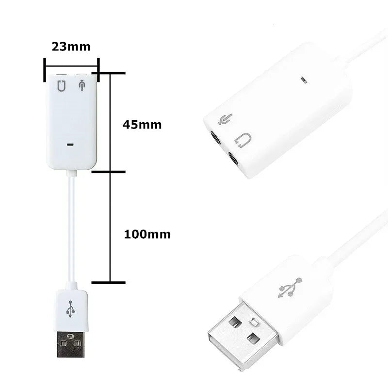 Carte Son USB Externe 7.1 Canaux — Adaptateur Audio Jack 3.5mm Casque & Micro