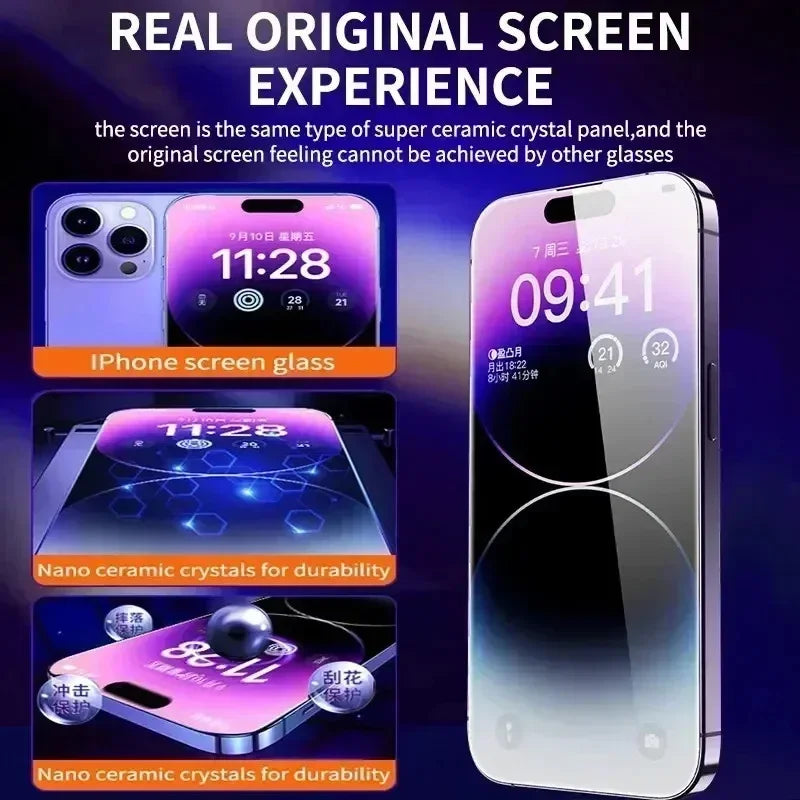 Protector de pantalla de cristal templado HD, 3 piezas, para iPhone 17 16 Pro Max 15 14 11 12 13 mini, instalación antiarañazos y sin polvo