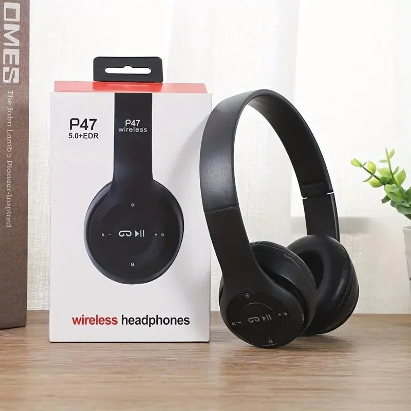 P47 Bluetooth 5.0 Wireless Headphones, Foldable Headset with Mic, USB Adapter, for iPhone Gaming