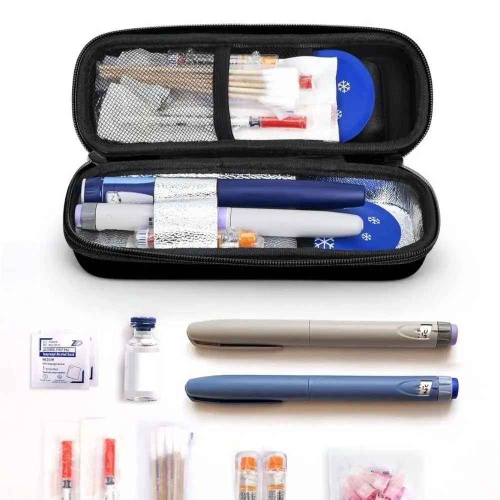 Estuche de viaje para enfriador de insulina, bolsa enfriadora impermeable con pantalla de termómetro, bolsa de almacenamiento de medicamentos para diabéticos