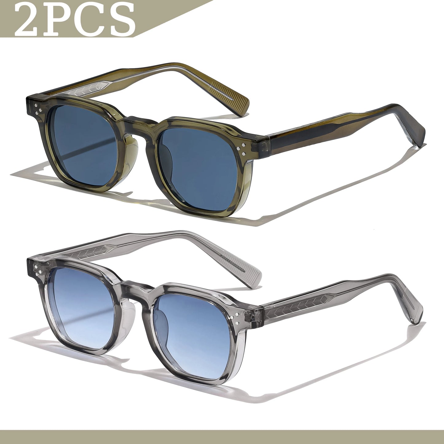 Lunettes de soleil carrées rétro pour hommes — mode punk, femmes, voyage, UV400, lot 1/2/3 pièces