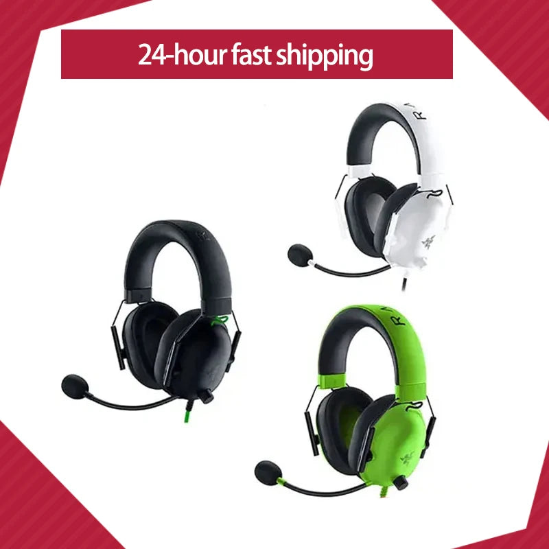 New Razer BlackShark V2 X Wired Esports Headset Advanced Passive Noise Cancellation, 7.1 Surround Sound, HyperClear Cardioid Mic