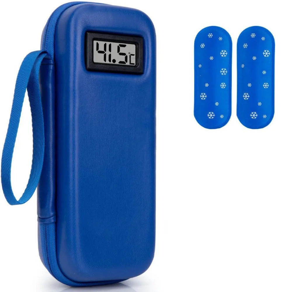 Estuche de viaje para enfriador de insulina, bolsa enfriadora impermeable con pantalla de termómetro, bolsa de almacenamiento de medicamentos para diabéticos