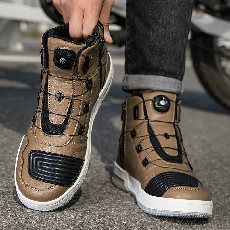 Chaussures Moto & Vélo Homme Cuir Antidérapantes — Route & Montagne