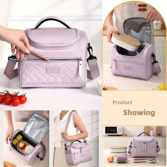 Fiambrera portátil, bolsa térmica para alimentos, duradera, a prueba de fugas, nevera de oficina, fiambrera con correa para el hombro, bolsa de pícnic unisex para parejas
