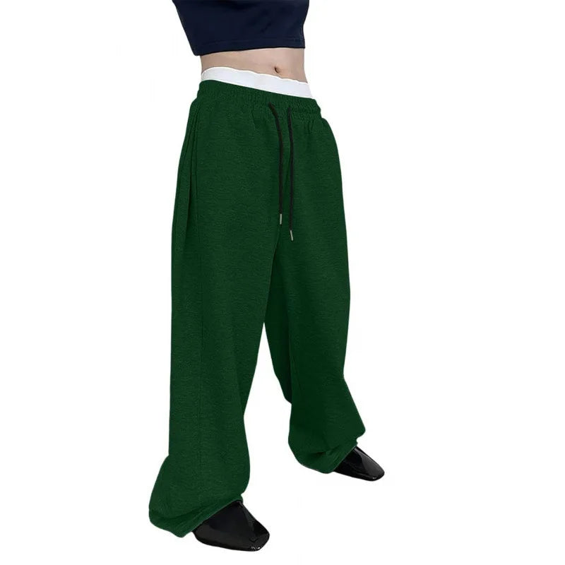 Pantalon hygiénique de couleur unie pour hommes, taille droite avec cordon de serrage, jambe large, coupe ample avec poches, pantalon de sport polyvalent, 2025
