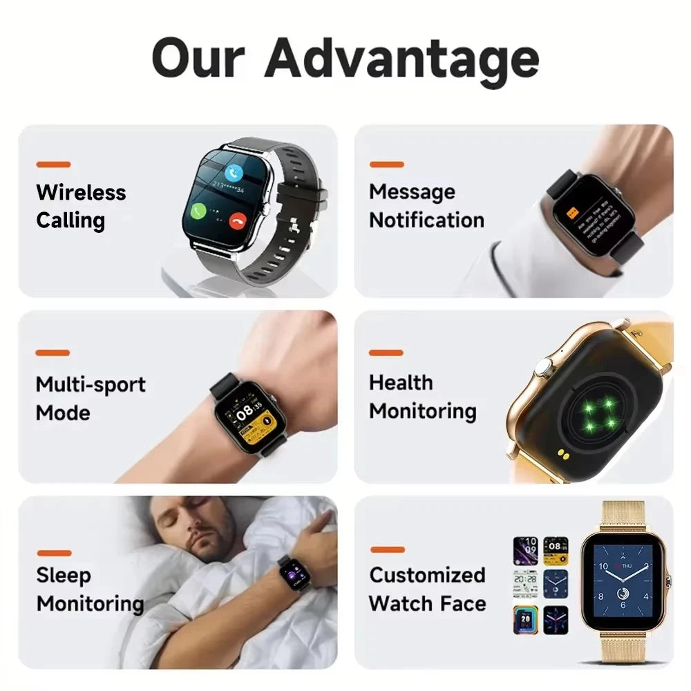 LAXASFIT 2026 Nuevo reloj inteligente con llamada Bluetooth, pantalla táctil completa, monitor de frecuencia cardíaca, reloj inteligente deportivo para hombre y mujer, regalo