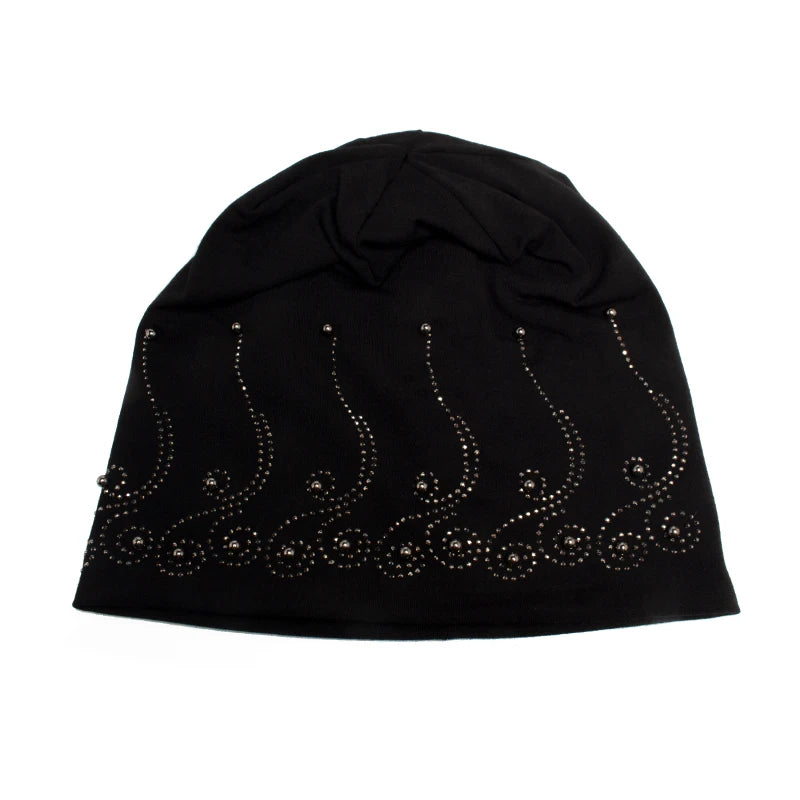 Bonnet en perles biscuits pour femme, cagoule tendance, chapeaux décontractés pour femme, bonnet Skullies, bonnet femme avec chaleur, automne et hiver