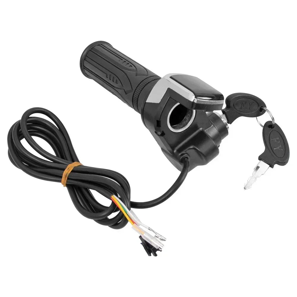 36V 48V 60V Electric Bike Throttle Grip, Electric Bicycle Handlebar with Lock, Scooter Throttle Power Indicator LED Display Key