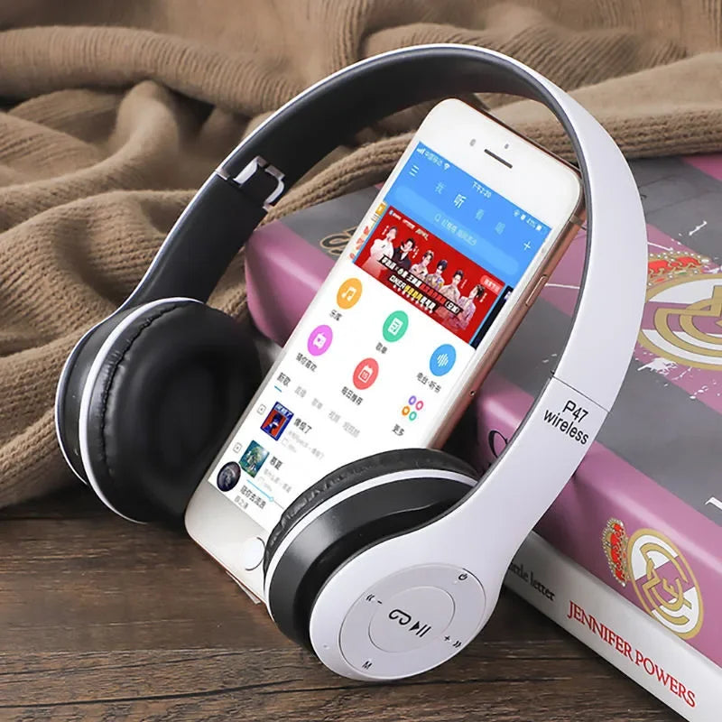 Écouteurs sans fil Bluetooth 5.0 pliables — micro, adaptateur USB, jeu, smartphones