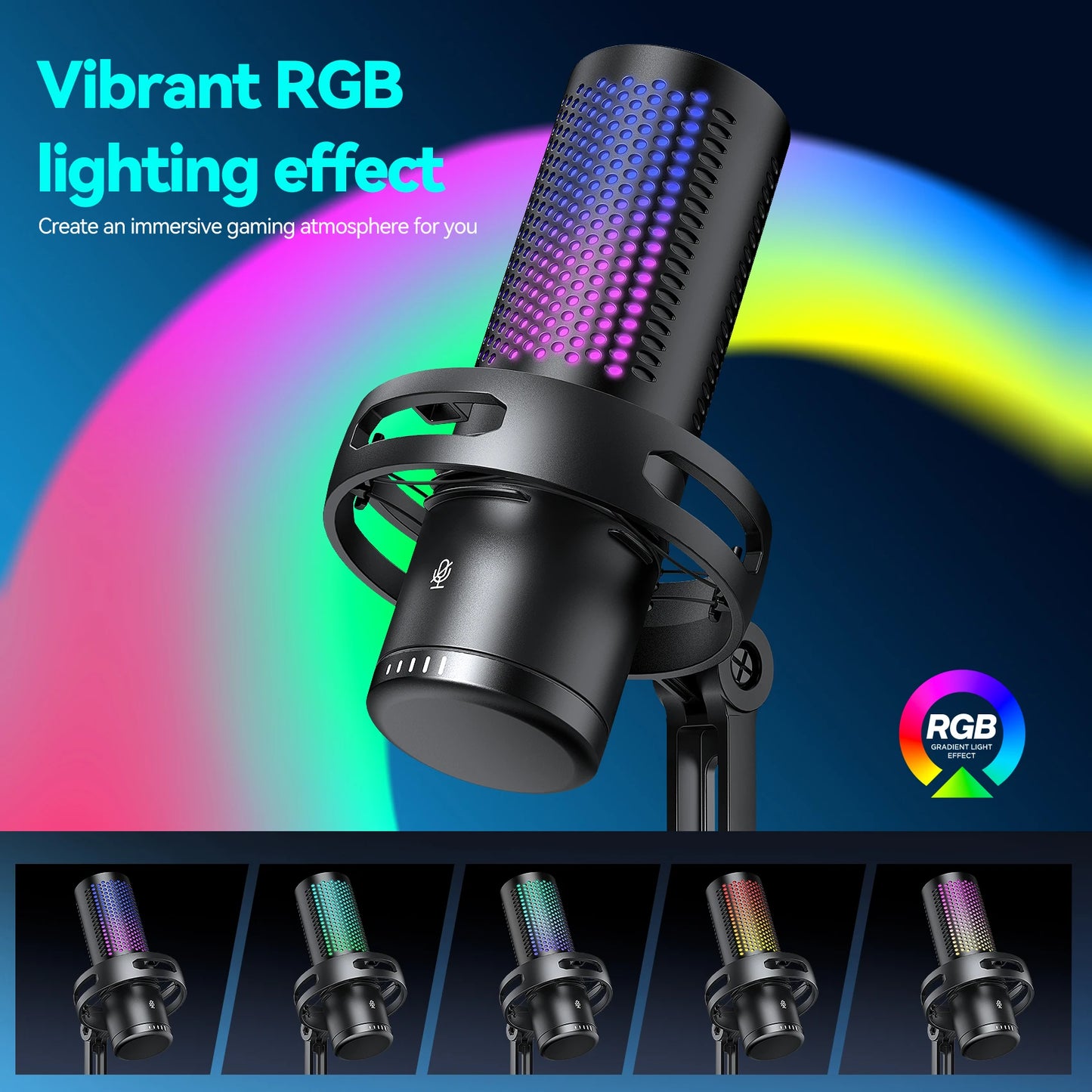 Microphone USB à condensateur pour gaming et podcast – Micro filaire pour PC, streaming et karaoké