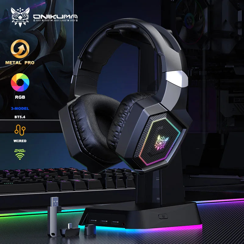 Auriculares inalámbricos para juegos ONIKUMA GT806 de 2,4 GHz, calidad de sonido HiFi para ordenador portátil con micrófono con cancelación de ruido, auriculares para juegos para PC