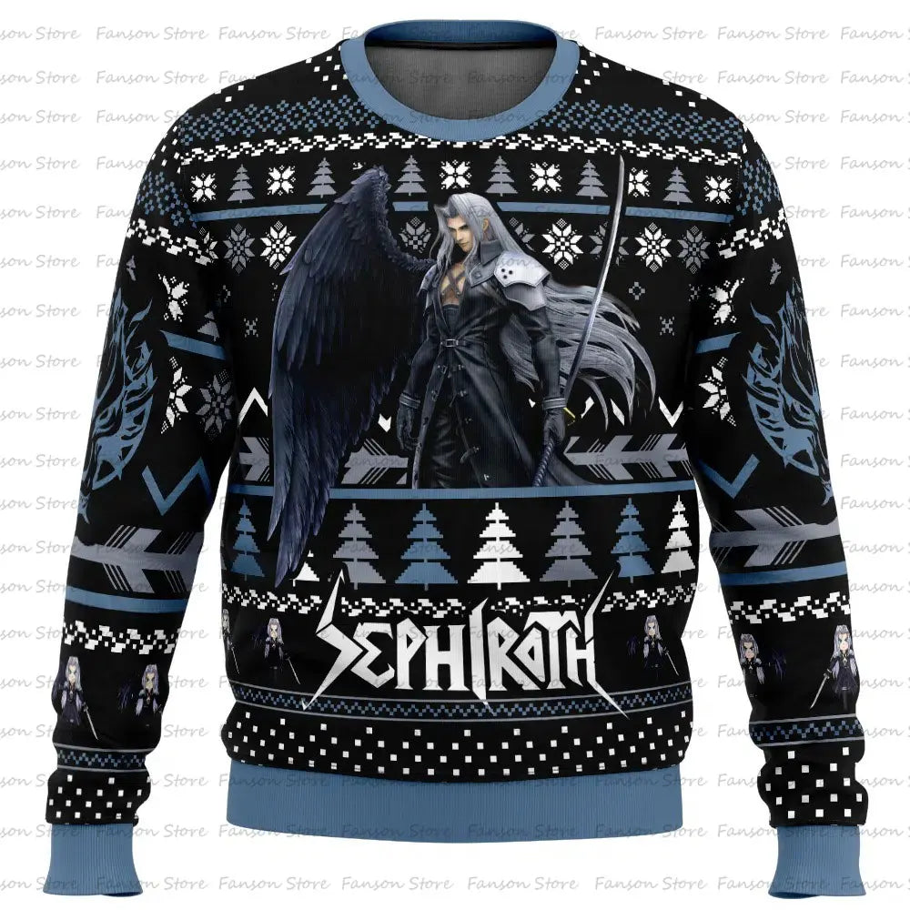 Final Nette-Rib de Navidad Anime Cartoon para hombres y mujeres, Sudadera con capucha para pareja, rib, Y-2025, 7 VII FF7 en-ly, Nueva moda