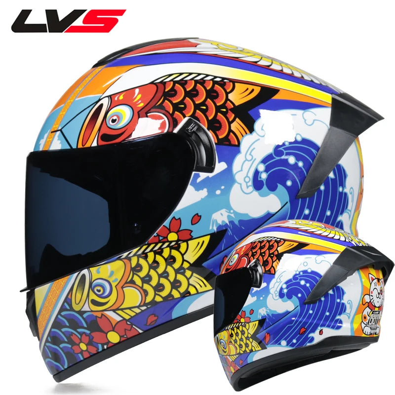 Casques moto pour hommes et femmes — double lentille, locomotive