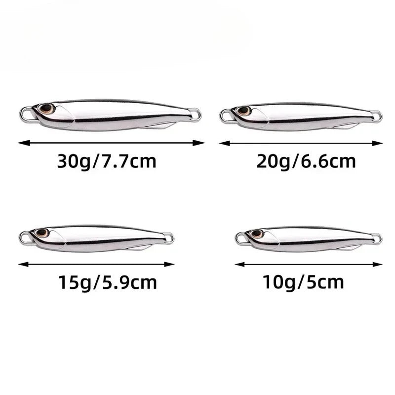 10 pièces/paquet pêche métal gabarit leurres 20g 30g 40g placage argenté métal gabarit leurre pêche appât pêche leurre eau salée bar attirail